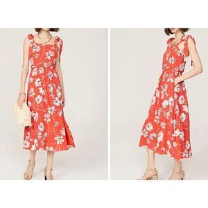 Jason Wu Collective Womens Tie Shoulder Midi Dress Red Size 2, Flowy Beach